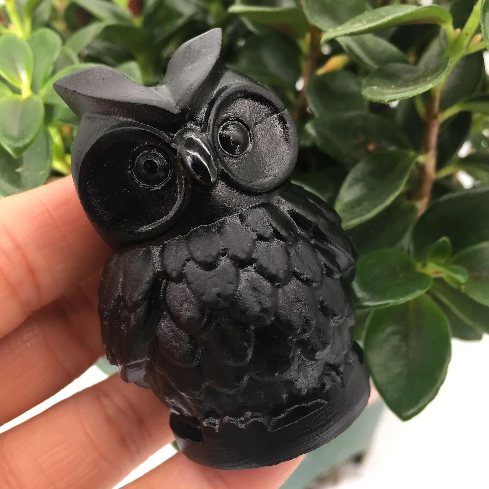 Obsidiana natural tallada a mano, búho de dibujos animados lindo, regalo de Navidad, decoración del hogar de cristal de energía, 1 pieza