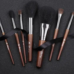 My Destiny Makeup Brush-Portable 7Pcs Short Handle Brushes-Synthetic Hair-Travelling Set-Beginers-Wood Handle-Super Soft