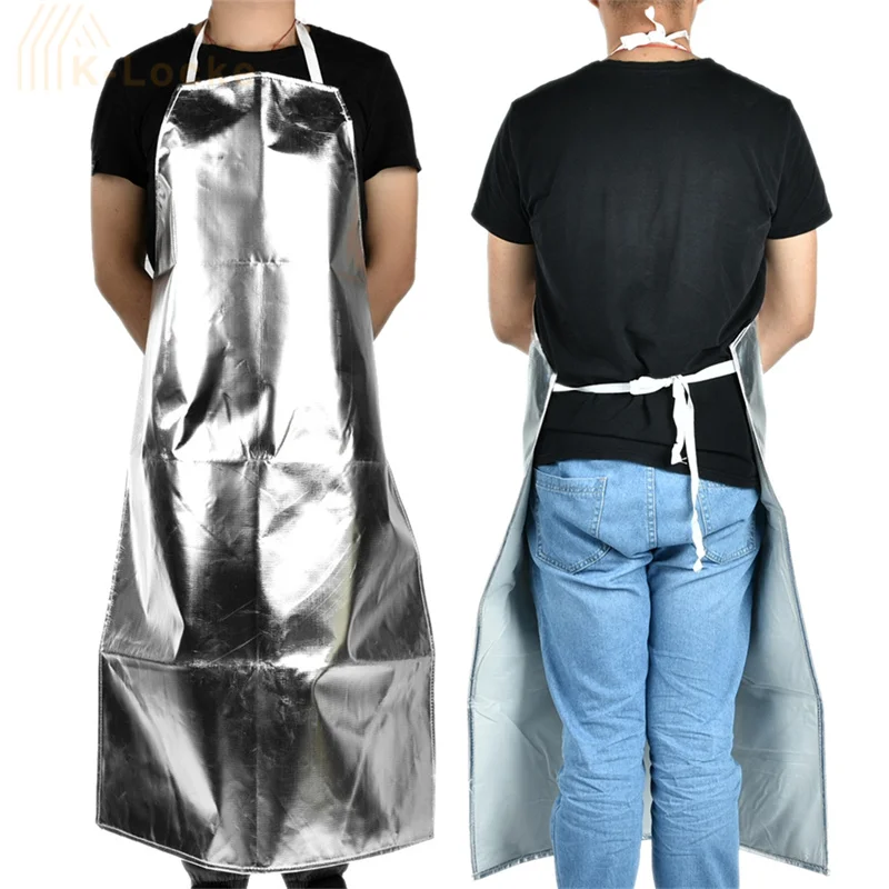 New 1000 Degree High Temperature Heat Insulation Aluminum Foil Apron Industries Anti-radiation Durable Apron Family BBQ Apron