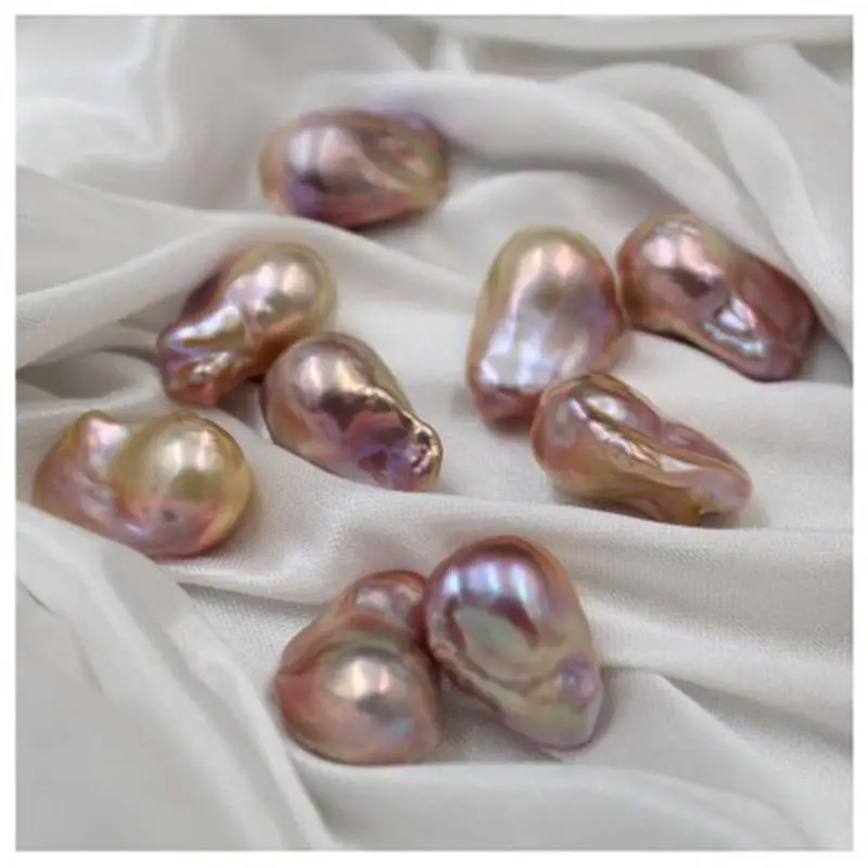 

17-24MM 2Pcs 100% Natural Purple Baroque ( No Hole ) Freshwater Pearl Charms Jewelry Loose Bead