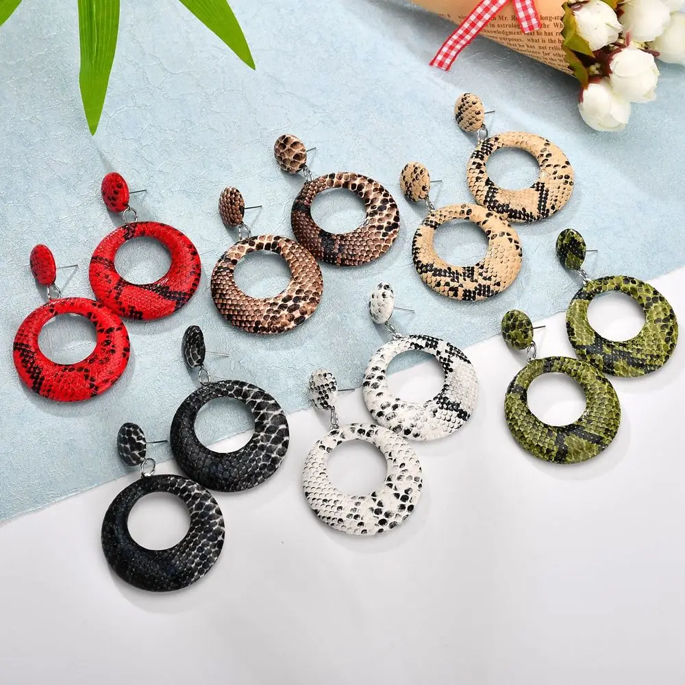 New Big Round Drop Earrings for Women Punk Vintage Oversize Statement Snake Skin Party Jewelry Oorbellen