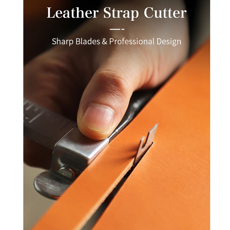 WUTA Professional Sharp Leather Strap String Belt Cutter Adjustable DIY Hand Cutting Tool with 2 Blades Craft Leather Tools