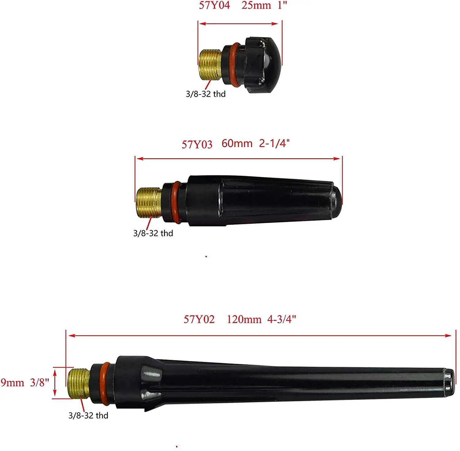 TIG Stubby-cuerpo de pinza de lente de Gas, accesorios de soldadura de antorcha TIG, 1,6mm, 17GL116, 10N23S #6, Kit de taza Pyrex para WP 17 18 26, 9 piezas