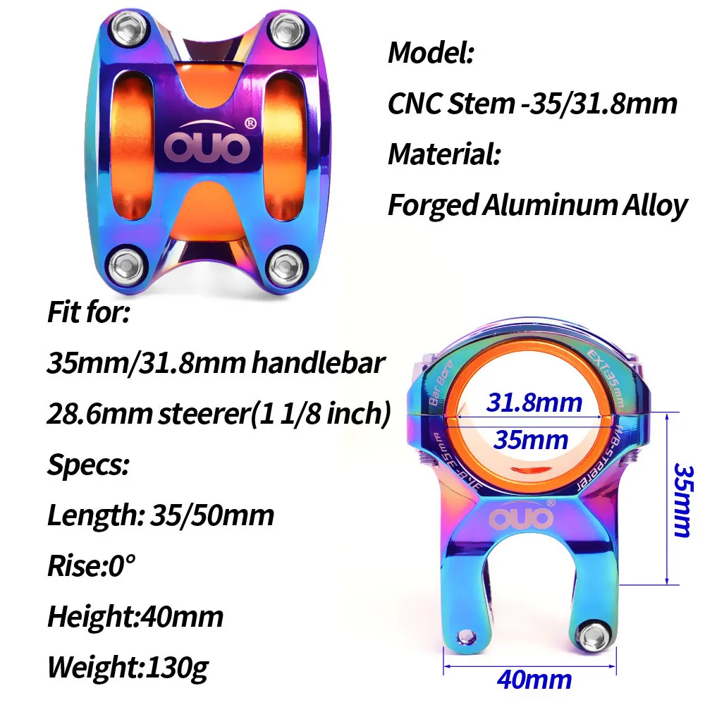 OUO الجبلية دراجة الجذعية دراجة المقود الجذعية 31.8/35 مللي متر CNC الجذعية دراجة 0 درجة 35/50 مللي متر طول مقود الناهض إندورو