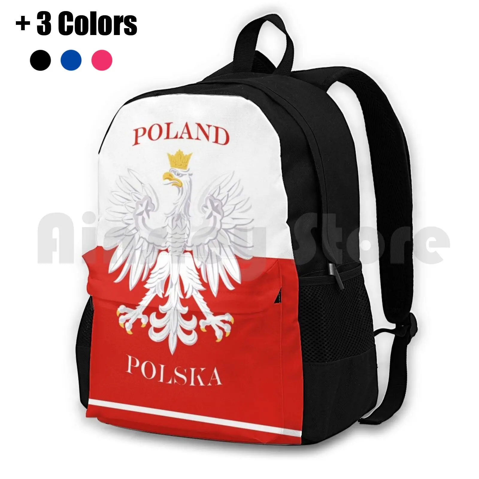 Retro Polish Polska Flag Outdoor Hiking Backpack Waterproof Camping Travel Polish Poland Polska Polski Flag Retro Vintage