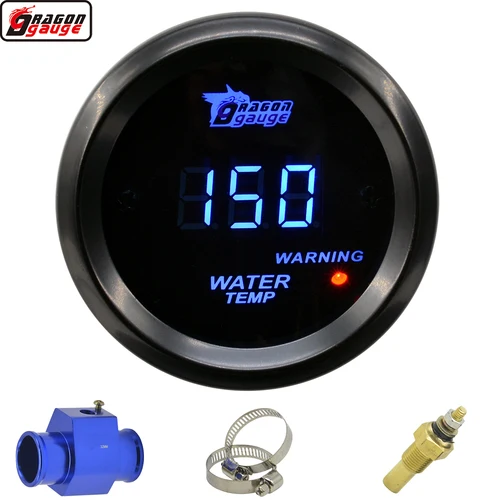 Luz LED azul de 52mm, modificación de carreras de coches, medidor Digital de temperatura del agua, medidor de temperatura Celsius con Sensor