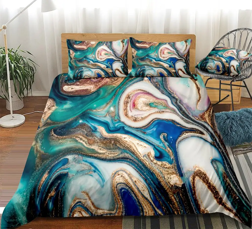 Marble Duvet Cover Set Quicksand Bedding Set Green Bedding Sets Artical Luxury Beds Set Home Textiles Microfiber Bedspread