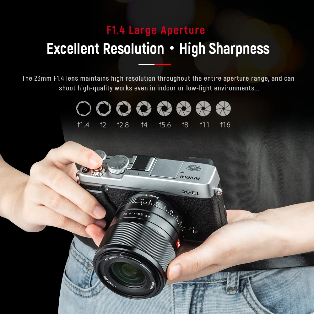 Viltrox 23mm f1.4 lente de foco automático abertura lente retrato lente grande angular para fujifilm fuji x montagem x20 X-T20 X-T100 lente da câmera