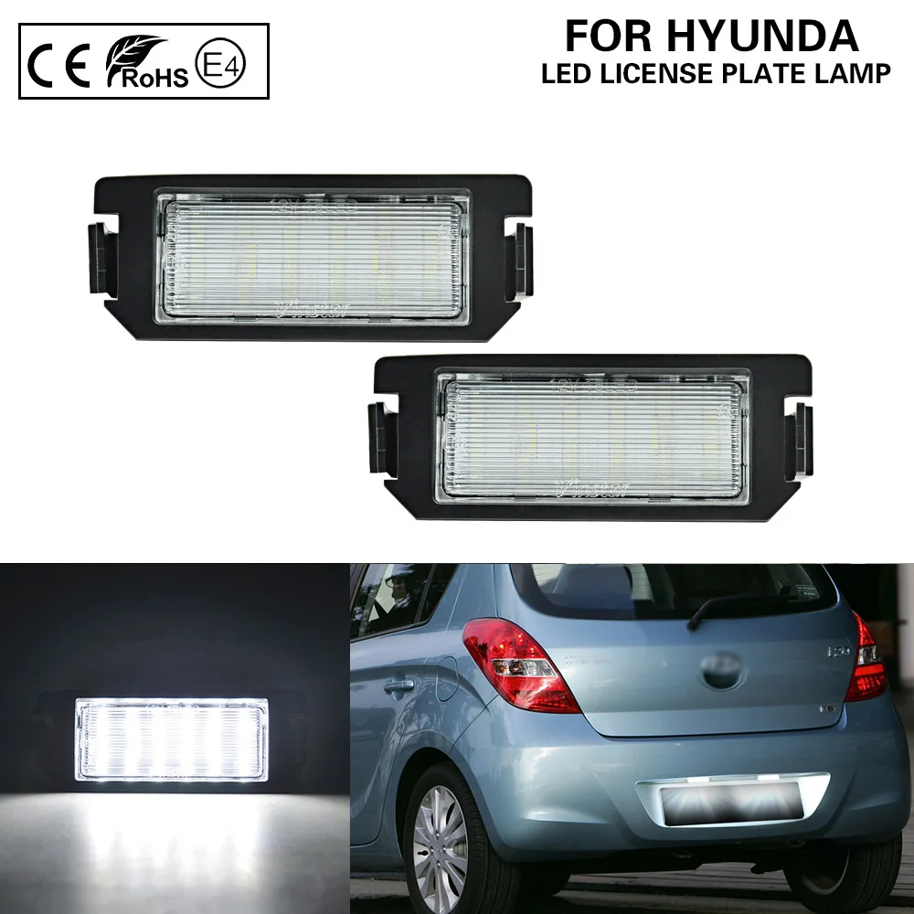 

2Pcs Car LED License Plate Light Number Plate Lamp For Hyundai Genesis Coupe I20 Veloster FS XG30 Terracan HP Coupe GK Kia Rio 3