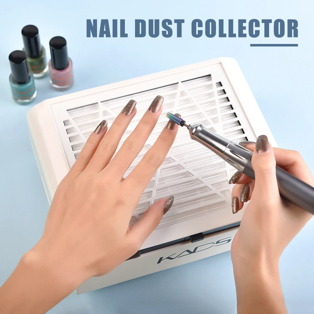 KADS Nail Dust Collector White Fan Vacuum Cleaner Manicure Machine for Nails with Removable Filter Strong Powder Nail Art Tool