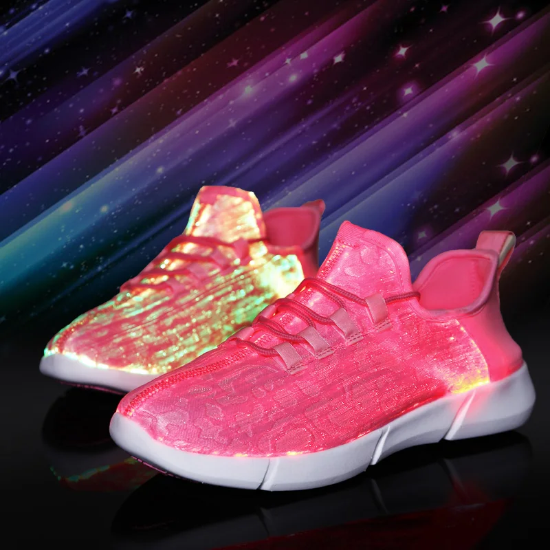 Size 25-47 New Summer Led Fiber Optic Shoes for Girls Boys Men Women USB Recharge Glowing Sneakers Man Light Up Shoes