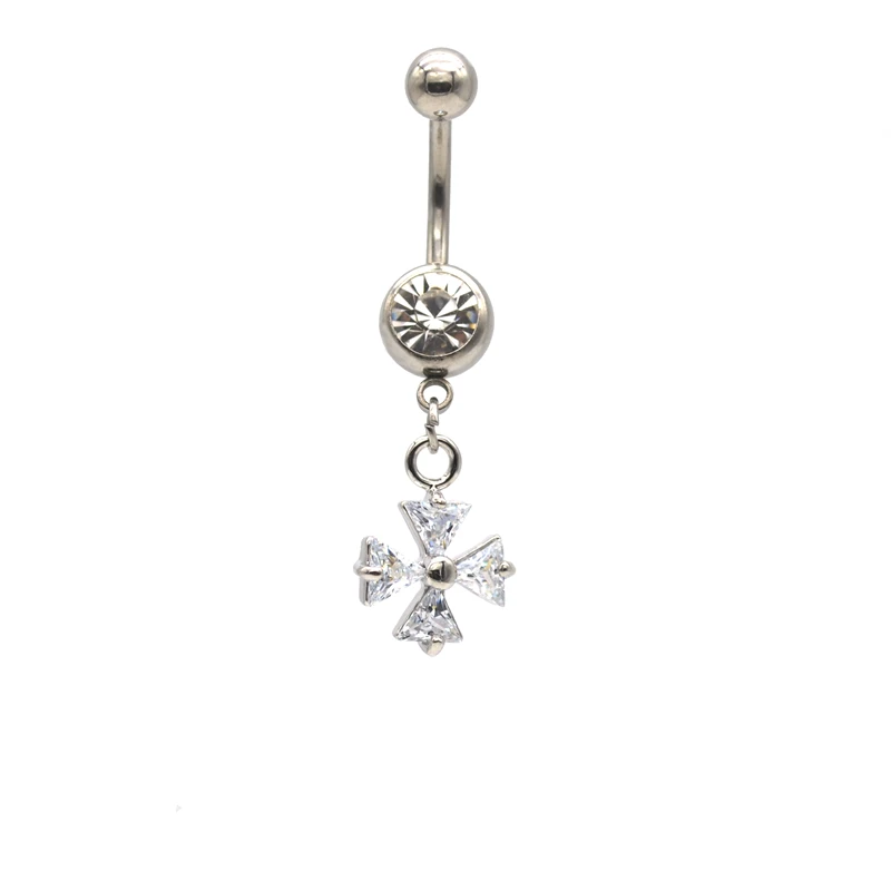 

Cross Zircon Belly Button Bar Navel Rings Crystal Gem CZ 14G Dangle Body Piercing Jewelry Fashion Wholesale