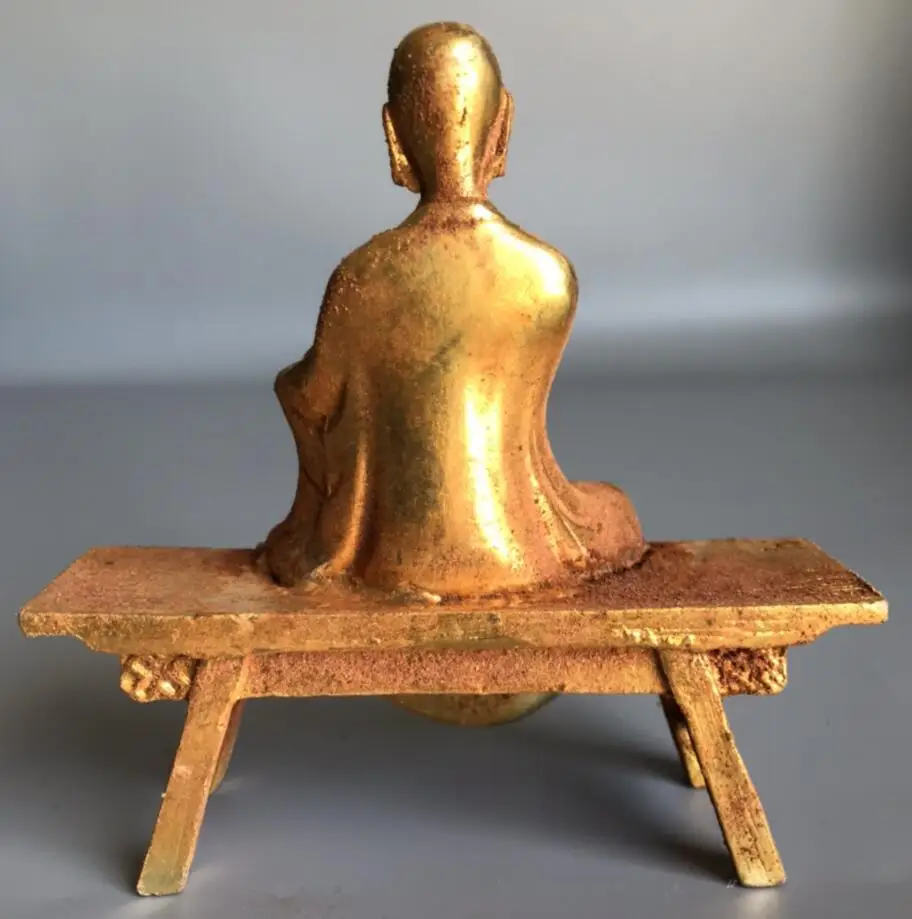 China brass archaize sit Bench Buddha crafts statue