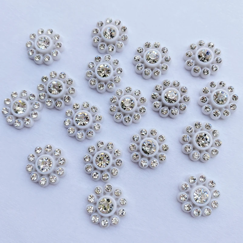 30Pcs Diy Mixed with shiny diamonds resin flower Flatback Cabochon Scrapbooking Fit Hair Clips Embellishments Beads D72