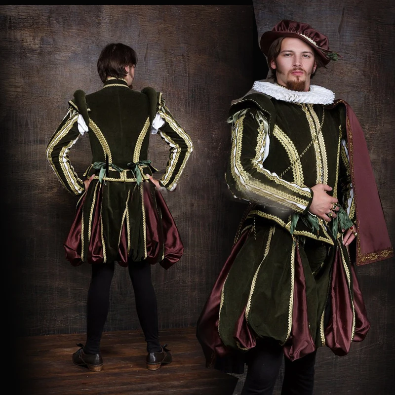 Costume de Cosplay Élisabéthain pour Homme Adulte, Tenue de Renaissance Médiévale, L320