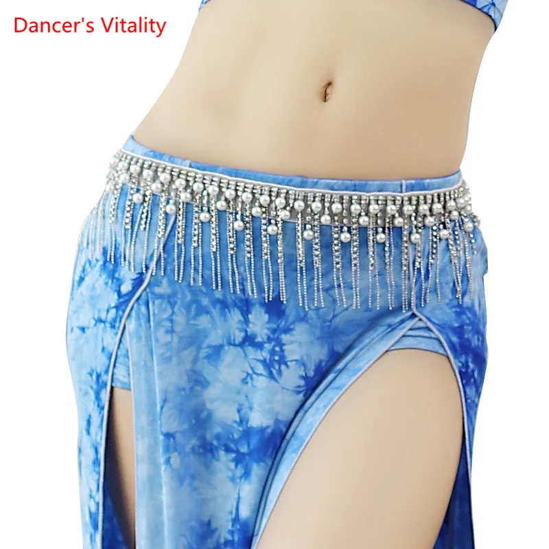 Belly Dance Belt Pearl Waist Tassel Diamond Chain Female Adult Oriental Dancing Competition Performance Accessories