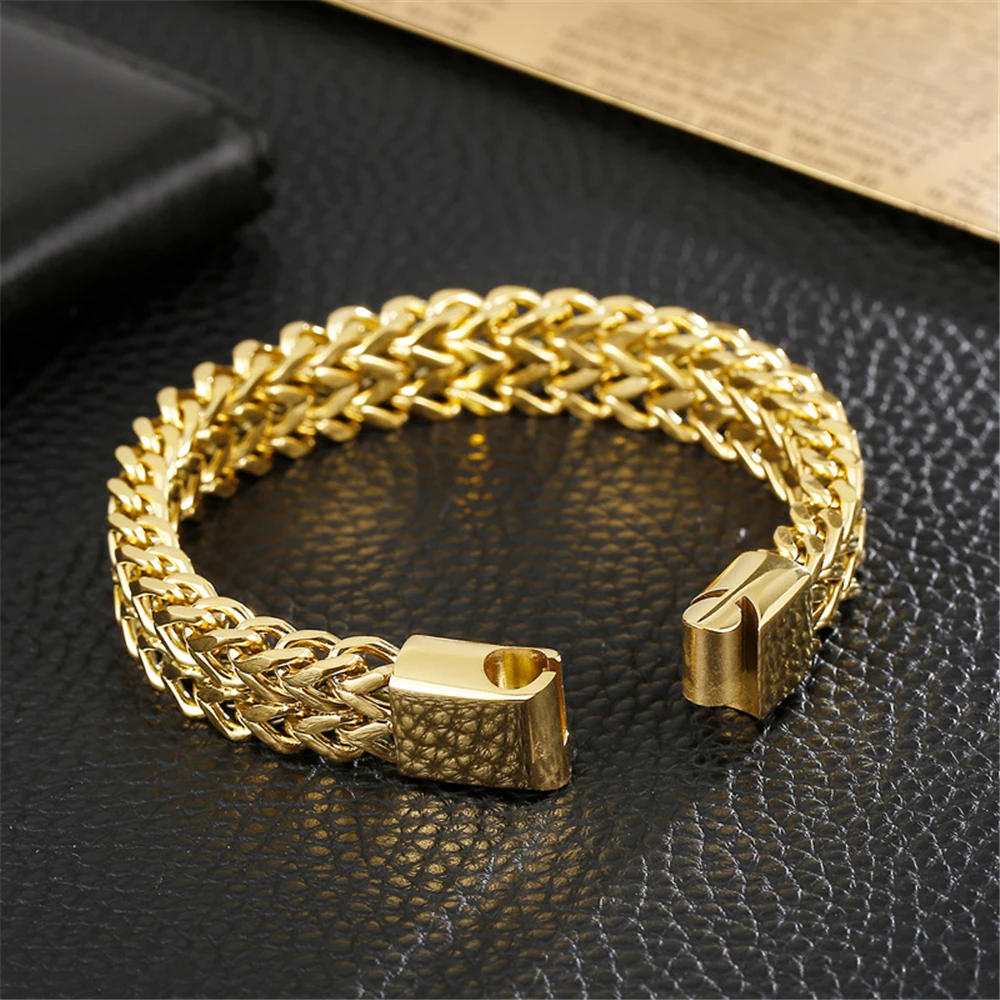 Wide Cuban Link Chain Bracelet Men 6 colors Stainless Steel Ladies Bracelets & Bangles Hip Hop Biker Hand Chain Bracelet TZ-1594