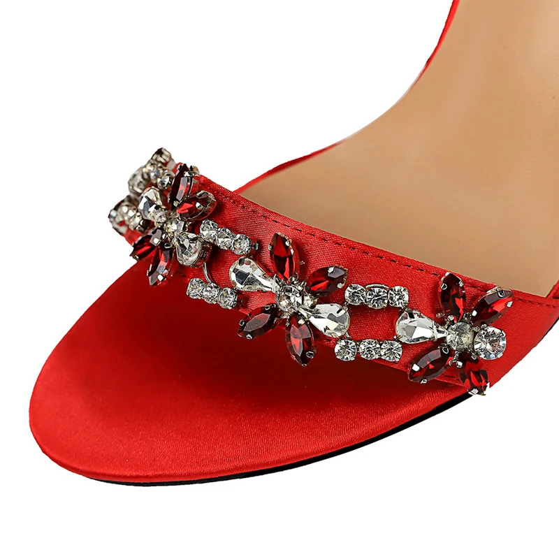 BIGTREE Shoes Open Toe Rhinestones Sandals Women 2023 New Designer Sexy High Heels Sandals Female Shoes Summer Heeled Sandals