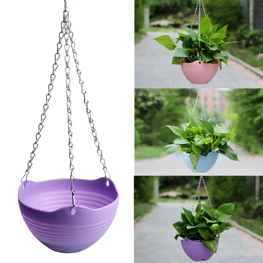 Creative Chain Hanging Planters Flower Pot Resin Plastic Garden Plant Basket Office Hydroponic Plants Convenient Container