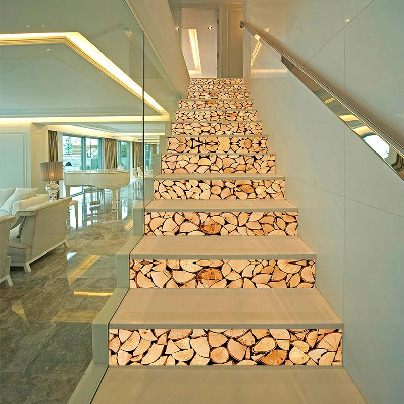 

PVC wallpaper wooden wall simple 13 pieces of DIY stair stickers, step stickers wall stickers