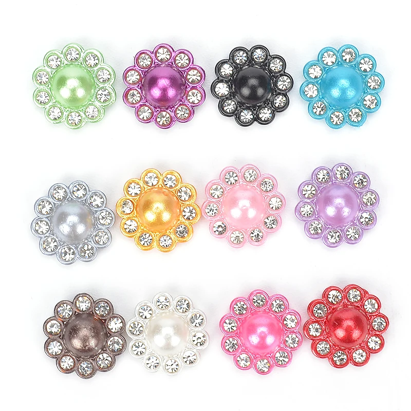 30Pcs 14mm Diy Goldr Resin Flower Decoration Crafts Flatback Cabochon Scrapbooking Fit Hair Clips Clothing Embellishments Beads