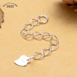 Real Pure Solid 925 Sterling Silver Extension Chain With Close Ring Necklace Bracelet Extended Tail Chain Jewelry Findings