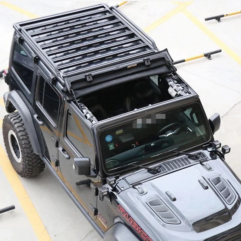 

1 Set Black Aluminum Alloy Hard Top Roof Rack Cargo Carrier Luggage Basket for Jeep For Wrangler JL 2018+ JL1187