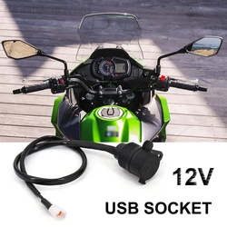 Motorcycle Accessories 12V Dual USB Motorcycle Charger Plug Socket Cigarette Lighter Adapter For Kawasaki VERSYS X-300 X300