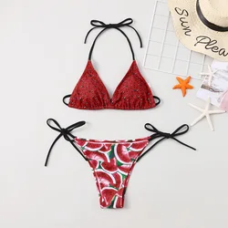swimwear new small watermelon print bikini sexy women's split swimwear