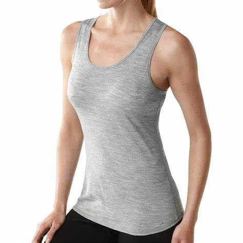 Regata feminina 100% superfina de lã merino, regata esportiva para corrida e caminhada, camiseta sem mangas