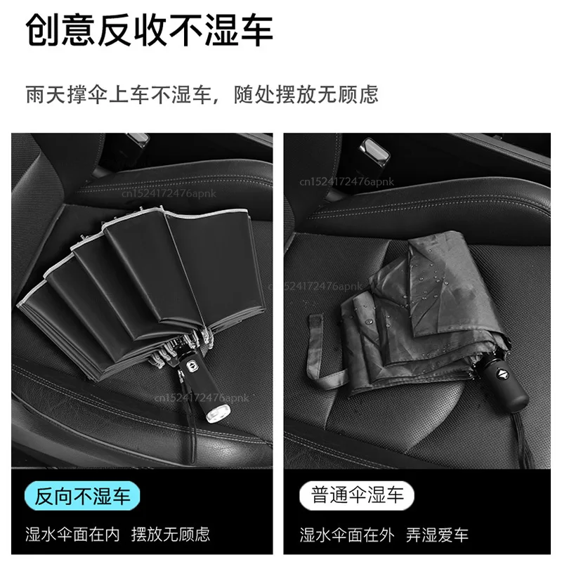 Youpin carro à prova de chuva protetor solar guarda-chuva reflexivo led lanterna iluminação tri-fold automático dobrável guarda-chuva 12 e 10 ossos