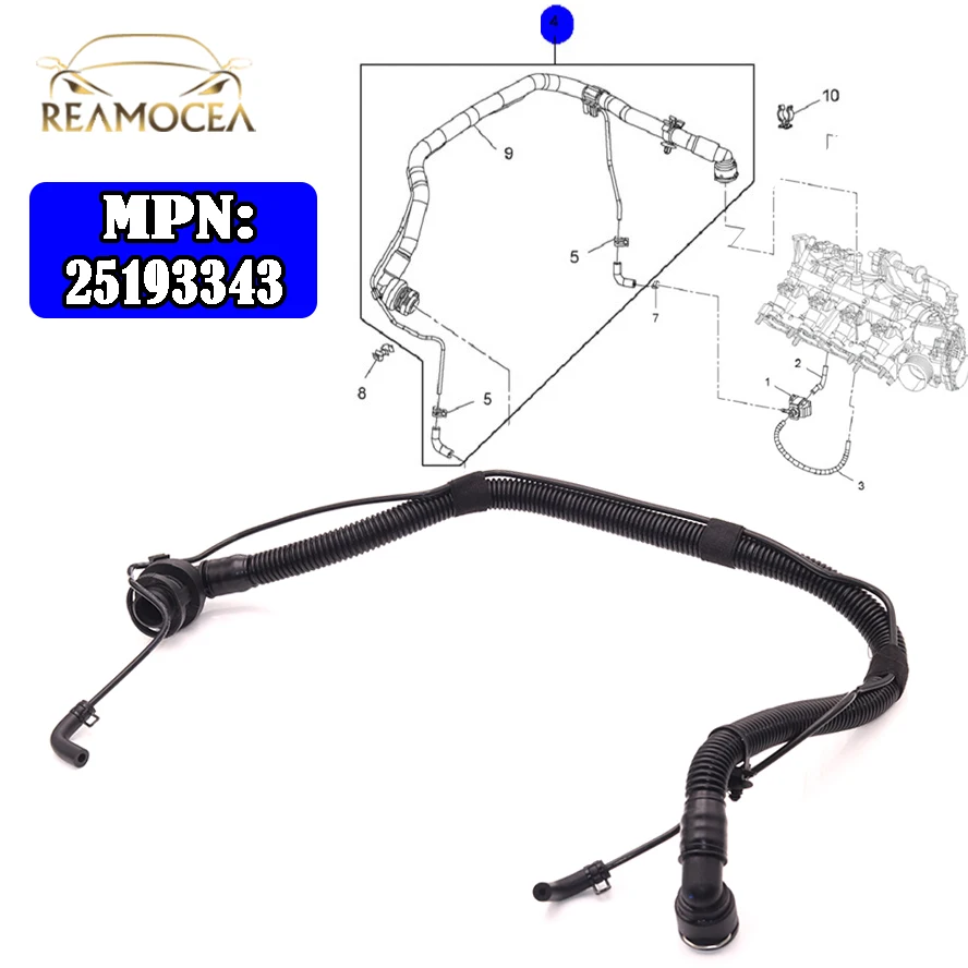 Reamocea 25193343 Positive Crankcase Ventilation PCV Hose Tube with Charge AIR Bypass for Chevrolet Cruze Buick Encore Opel ADAM