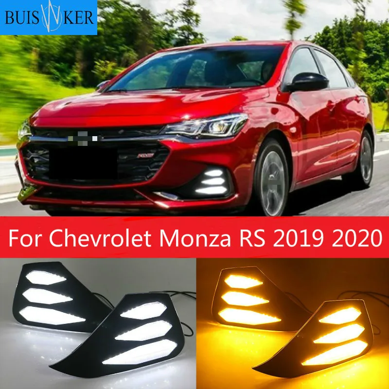 

1 Pair DRL LED Daytime Running Lights Fog Lamp Yellow Turn Signal Lamp For Chevrolet Monza RS 2019 2020