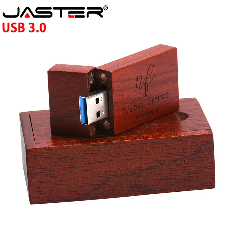 JASTER di promozione di trasporto USB 3.0 di Archiviazione Esterna (su ordinazione libero logo) creativo di legno usb + box pen drive