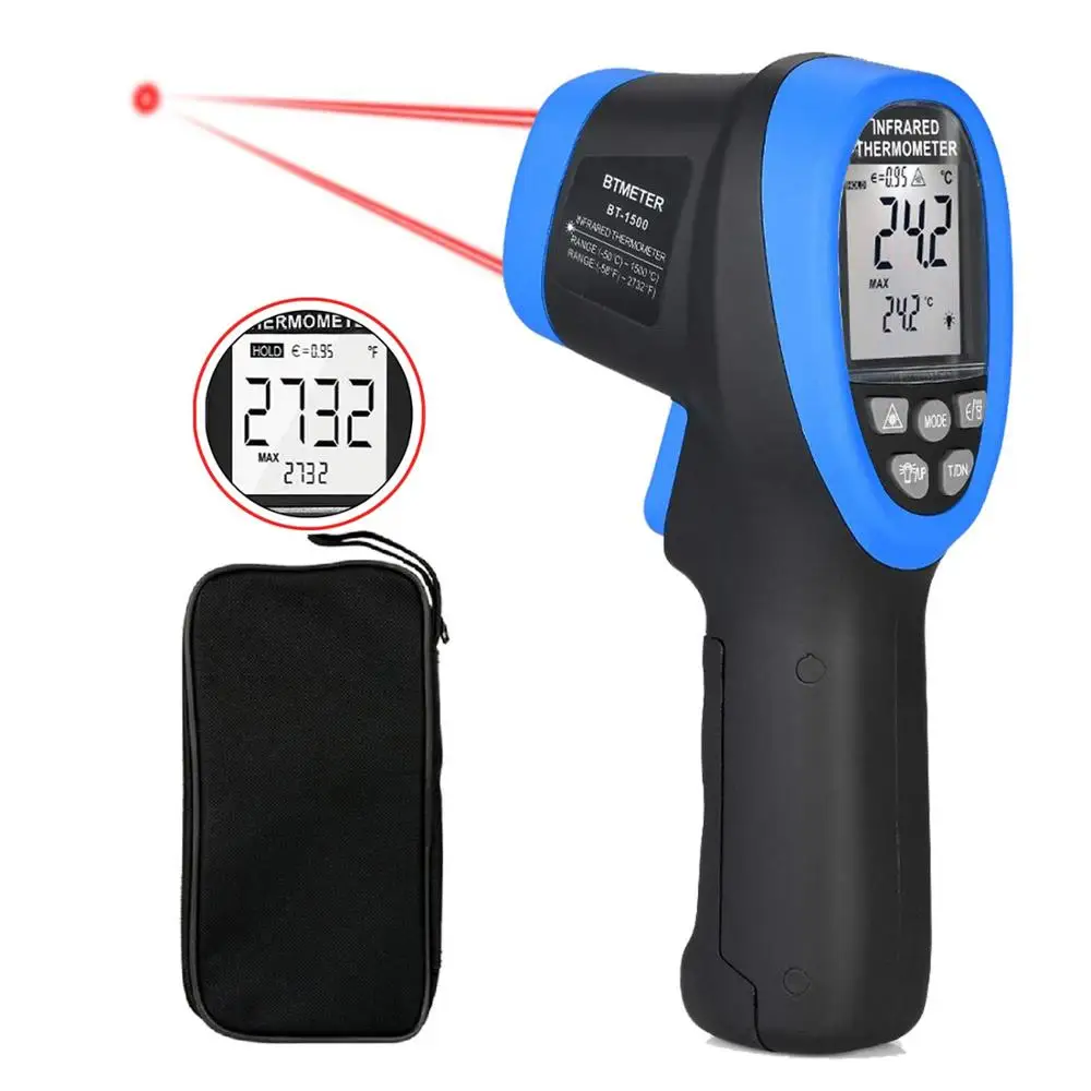 -50℃ to 1500℃ Laser Thermometer Gun Pyrometer 30:1High Temp Infrared Thermometer Digital IR Temperature,BT-1500