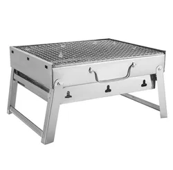 35*27*19.5cm Picnic BBQ Charcoal Grills for Barbecue & Sliver Outdoor Stainless steel Hiking Charcoal Camping Grill