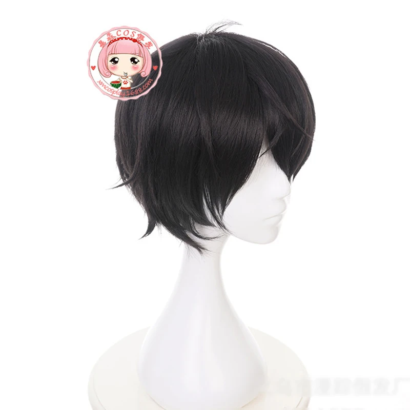 DARLING in the FRANXX Cosplay de Anime japonés para mujer, pelo negro corto de 23cm/9,06 pulgadas, pelo sintético + gorro de peluca