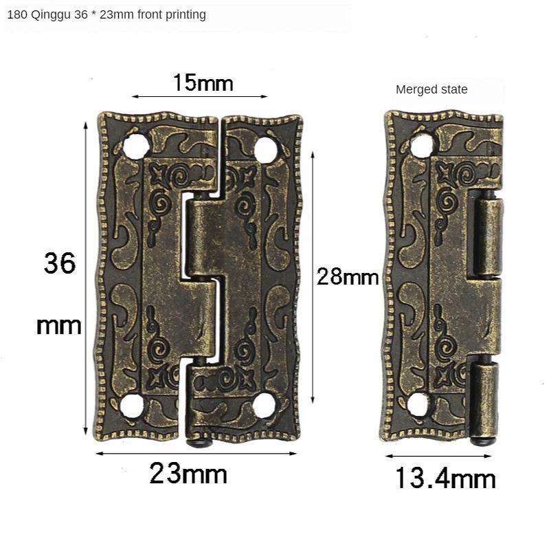 8pcs 36x23mm Antique Bronze Cabinet Hinges Jewelry Chest Gift Wine Music Wooden Box Case Positive Reverse Folding Hinge Hardware