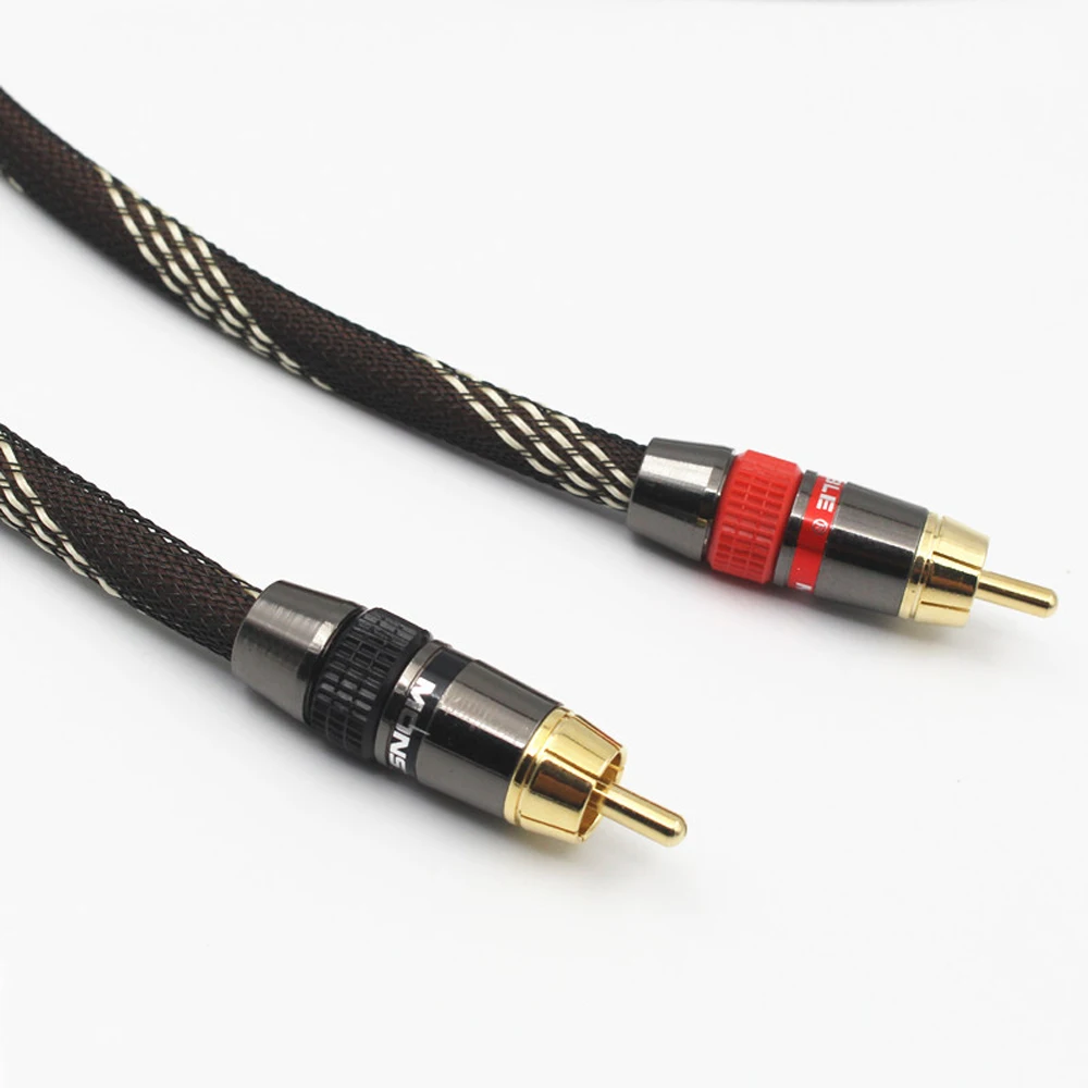 X401 Hi-End One Pair OFC Copper Plated Silver Cable 2 Core Shielded Video Wire Hifi Audio RCA Cable