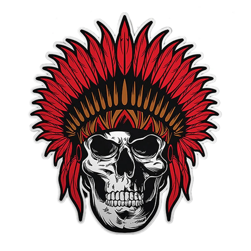 

S41105# Various Sizes Funny Self-Adhesive Decal Indian Chief Skull Car Sticker Waterproof Auto Decors on Bumper Rear Window