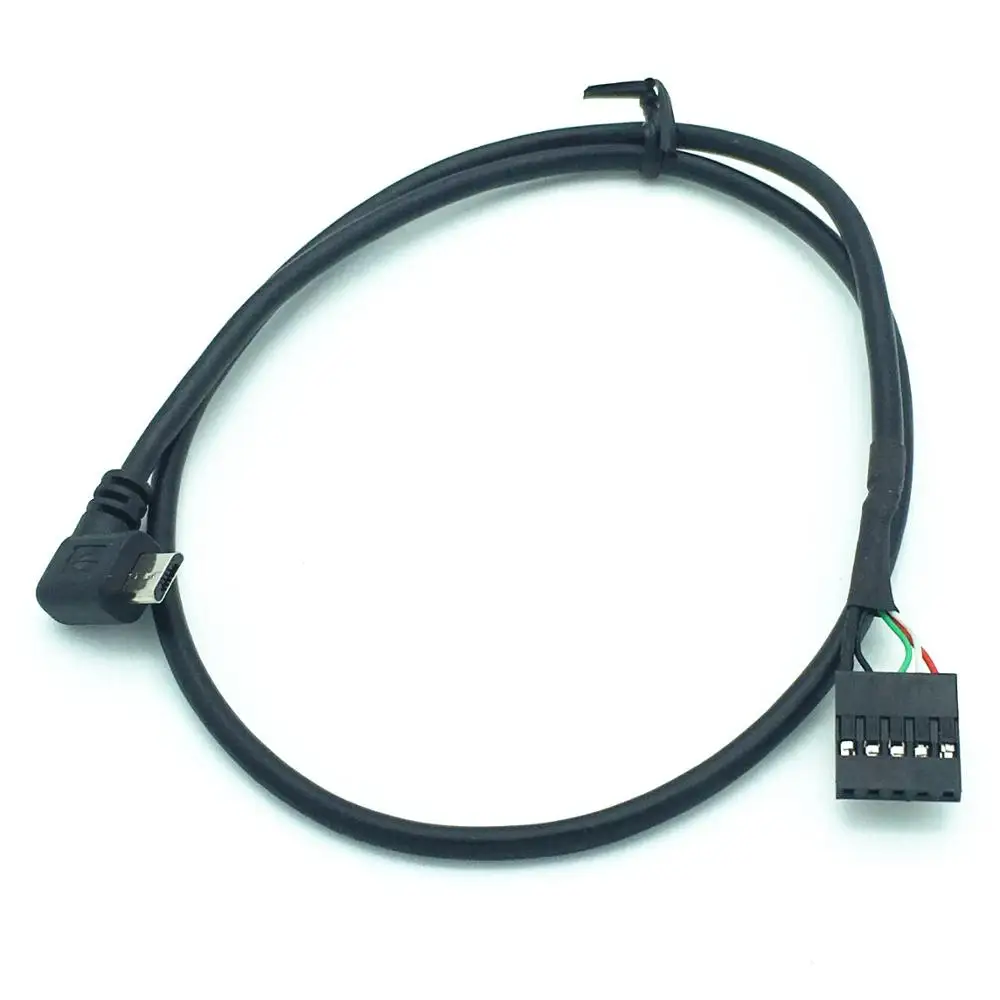 50CM   USB micro 5P Male 90 Left angle/Straight  to 1x 5Pin Female 2.54 USB header PCB motherboard cable