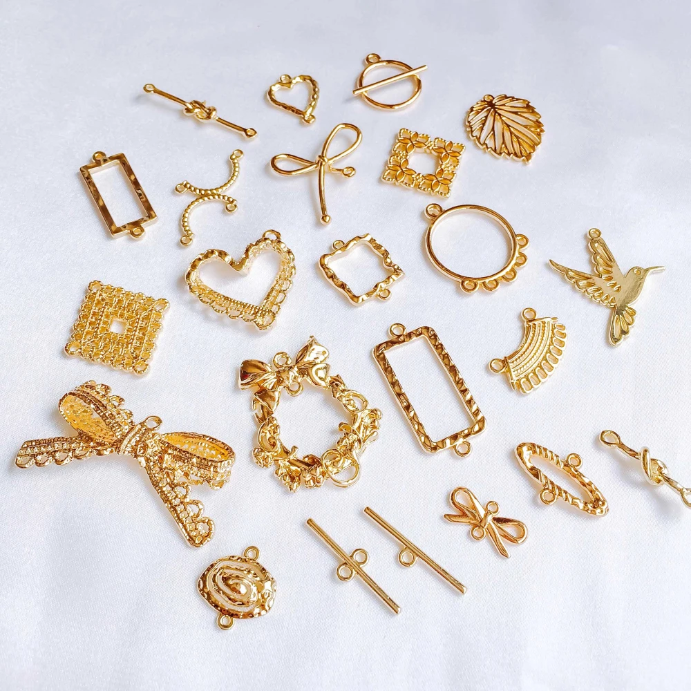 

KC Gold Plated Earring Accessories Metal Charms Pendant Eardrop Components Necklace Diy Making Material Jewelry Finding 8pcs