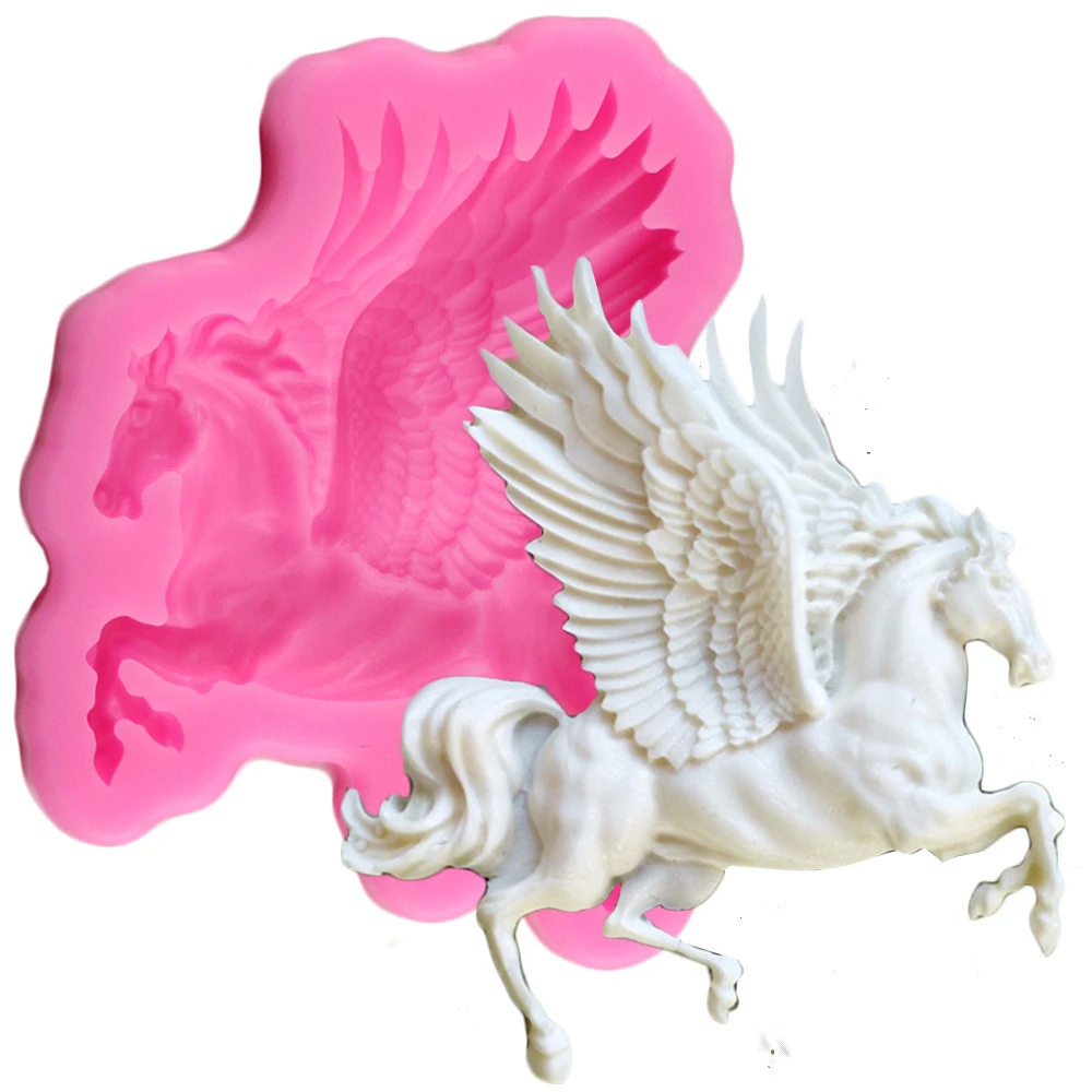 

2pcs/lot Horse Silicone Fudge Mold Chocolate Baking Molds Pegasus Cake Decoration Tool Fondant Mold