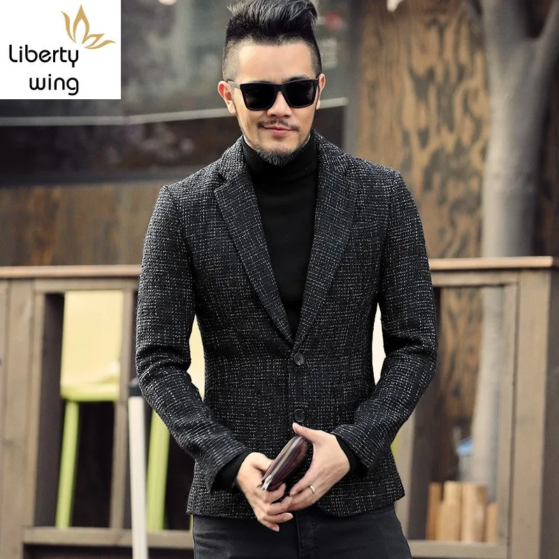 

High Quality Mens New Business Slim Fit Blazer Jacket Office Work Suit Coat Single Breasted Wedding Dress Blazers Man Outerwear