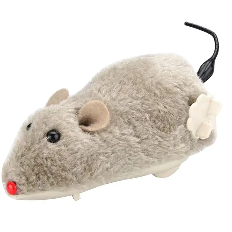 1pc Cat Mouse Shape Toy Creative Wind Up Plush Funny Cat Play Toy Pet Interactive Toys Pet Supplies Random Color Cat Favors