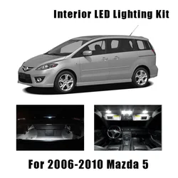 10pcs White Bulbs Car LED Interior Light Kit Fit For 2006 2007 2008 2009 2010 Mazda 5 Map Dome Trunk Cargo License Lamp