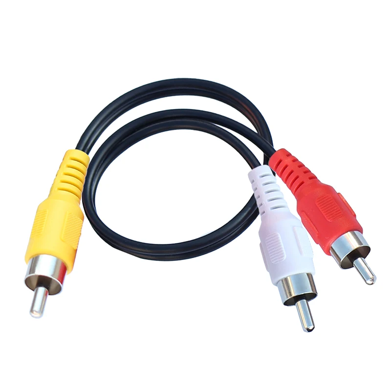 2 RCA Male To 1 RCA Male Splitter Car Audio Adapter Cable Wire Connector Car Audio System Subwoofer Portable Speaker