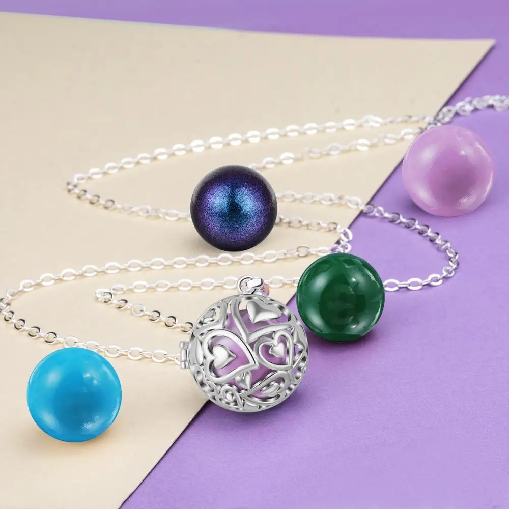 Eudora 20mm Harmony Ball Pendant Necklace Heart Round Locket Cage fit 20/18mm Musical Sound Chime Ball for Pregnant Women K292