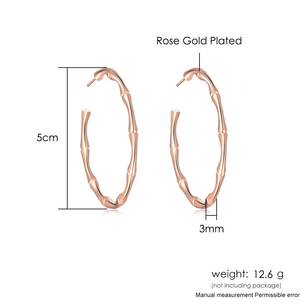 ZHOUYANG Hoop Earrings For Women Simple Aesthetic Circle Bamboo Piercing Earing Rose Gold Color Korean Wholesale Jewelry E249