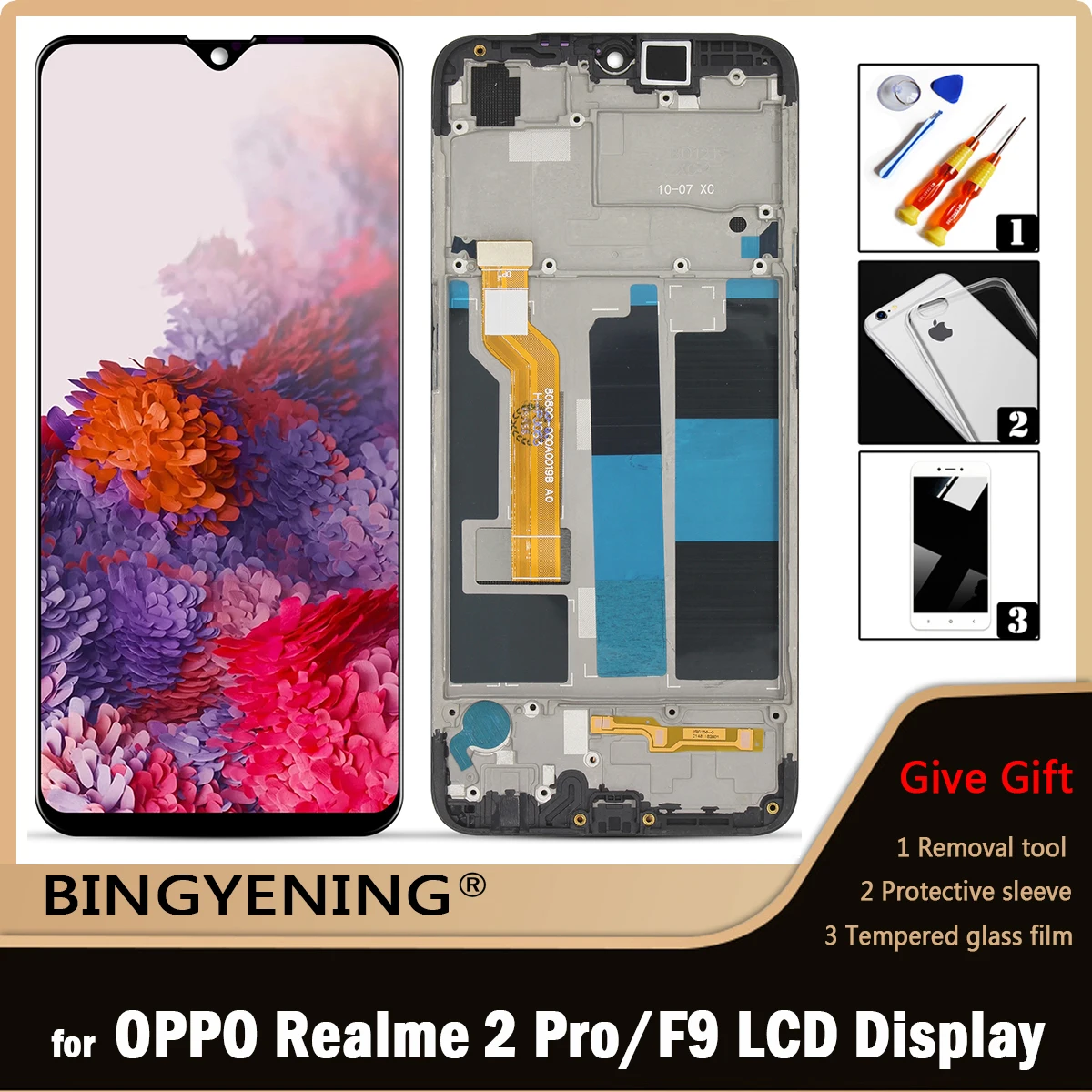 

For OPPO F9/F9 Pro/A7X LCD Display Screen Touch Digitizer Assembly For Realme 2 Pro RMX1801/RMX1807 With Frame Replace